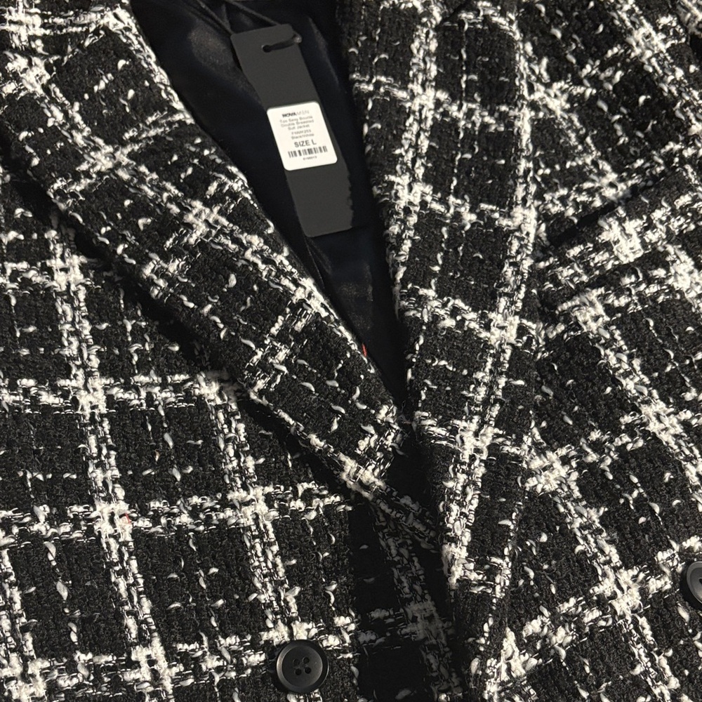 Fashion Nova Black & White Plaid Tweed Blazer - Picture 3 of 4